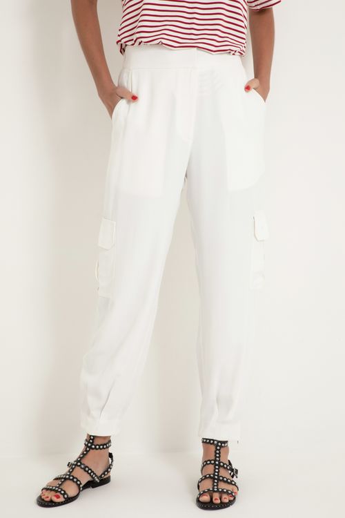 Calca-cargo-crepe-off-white-jchermann